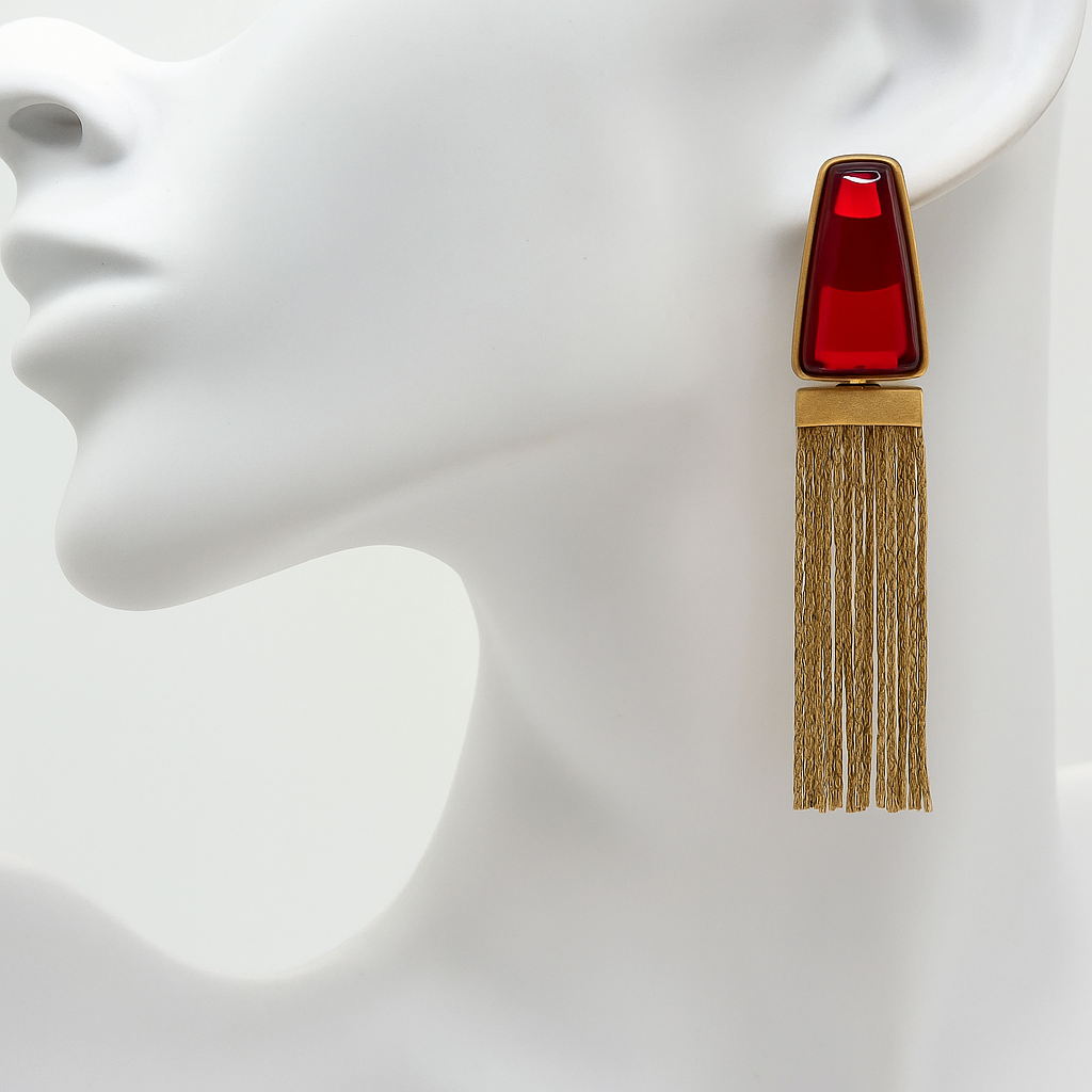 Ruby Meridian Mesh Fringe Earrings