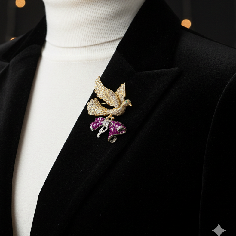 Art Deco Pigeon Bird Brooch