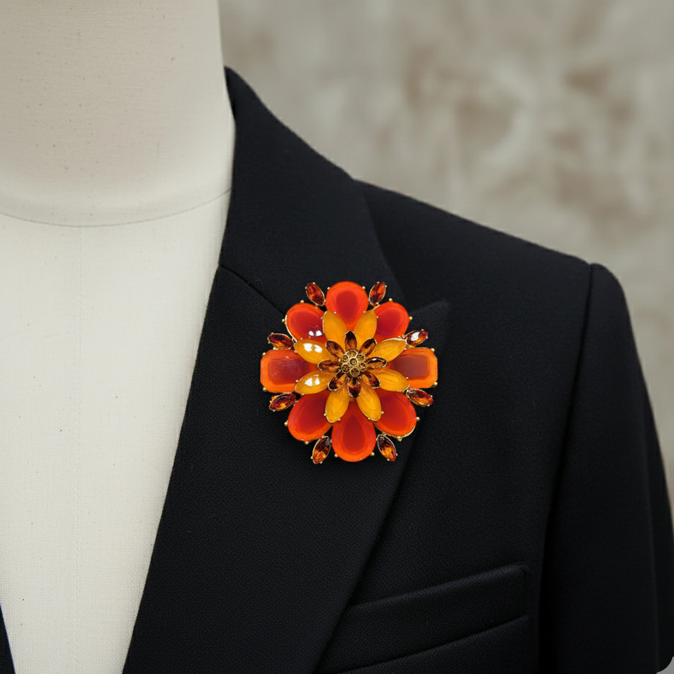 Crimson Blossom: The 3D Red Flower Brooch