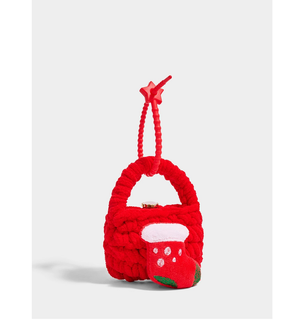 Cute Knitted Christmas Sock Coin Pouch Bag Charm Pendant Gift Accessory