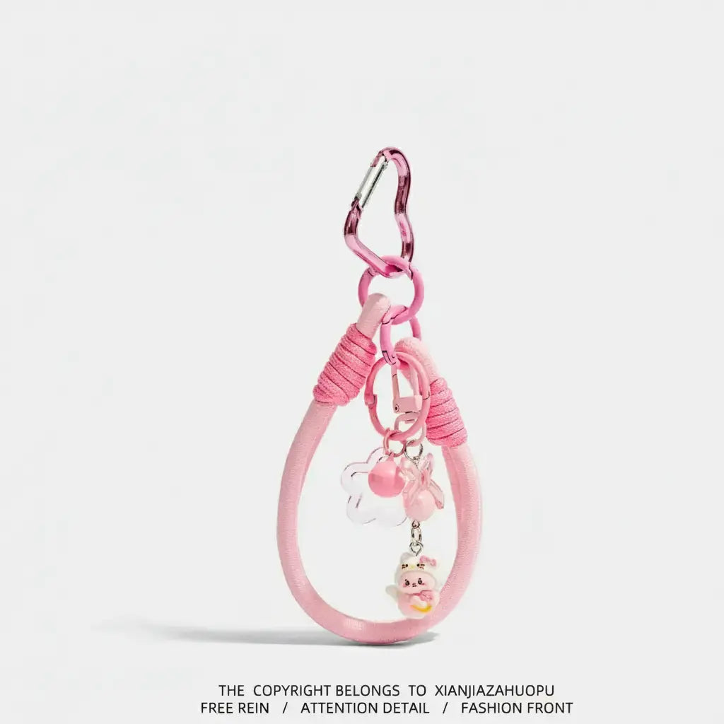 Adorable Pink Cat Charm: Versatile Phone Strap, Keychain, Bracelet, Pendant Gift