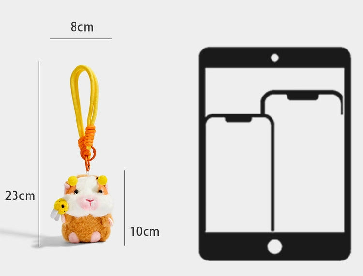 Charming Plush Bee Guinea Pig Keychain - Cute Backpack Accessory Gift