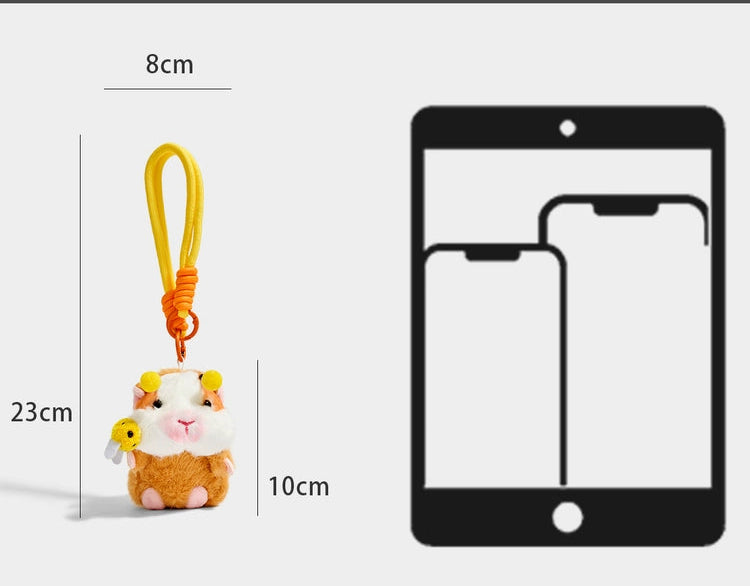 Adorable Plush Bee Guinea Pig Keychain | Cute Backpack Bag Charm Present