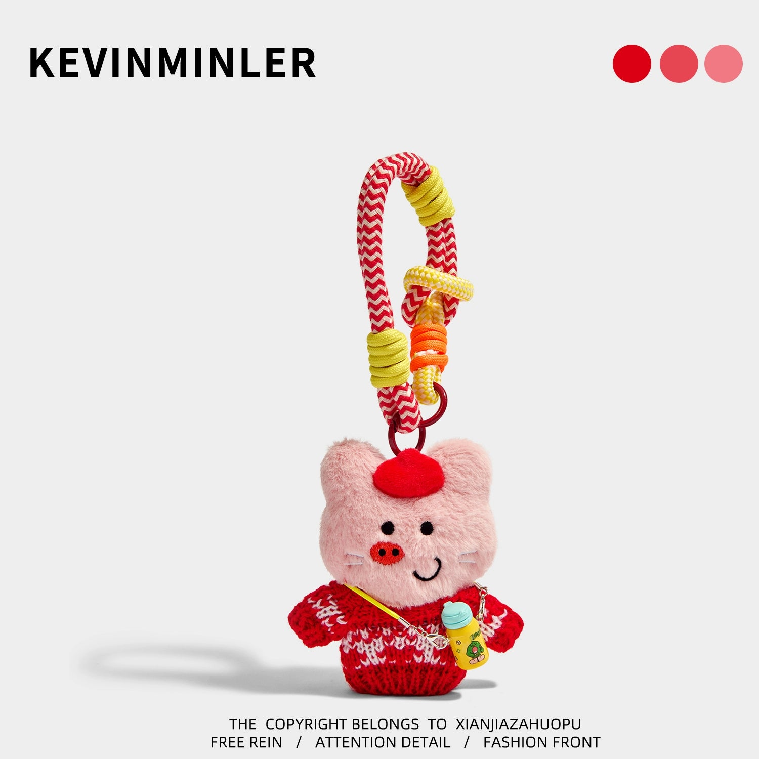 Charming Kevinminler Red Sweater Pig Plush Keychain Pendant Doll Christmas Gift