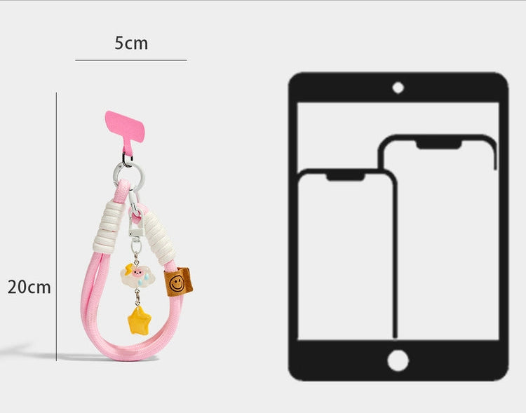 Cute Pink Star Mobile Phone Strap Keychain Bag Charm Pendant Gift Accessory
