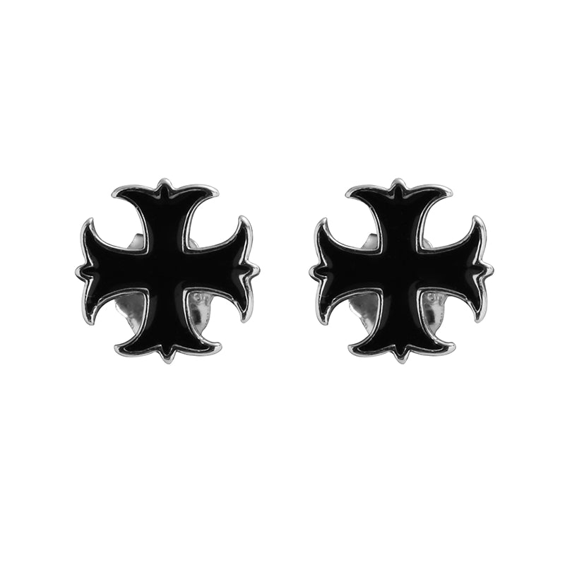 Black trend universal earrings for men and women, silver 925 sample, simple and elegant design