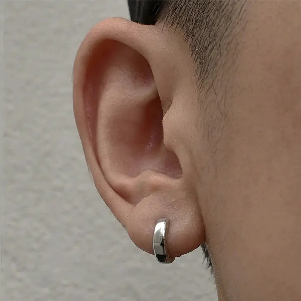 Minimalistic glossy universal earrings hip-hop style for men and women
