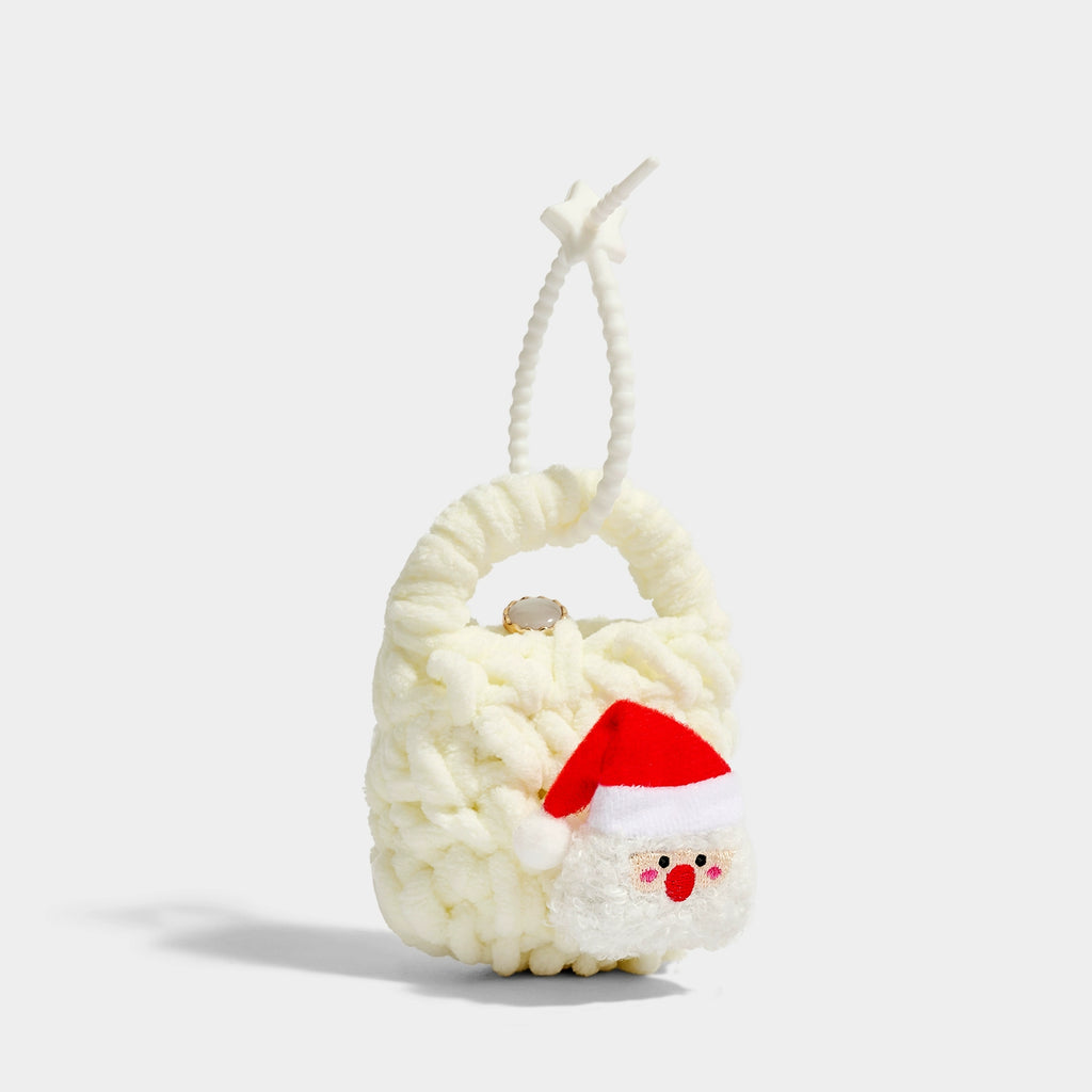 Adorable Hand-Knitted Santa Claus Mini Coin Purse and Earphone Bag Pendant