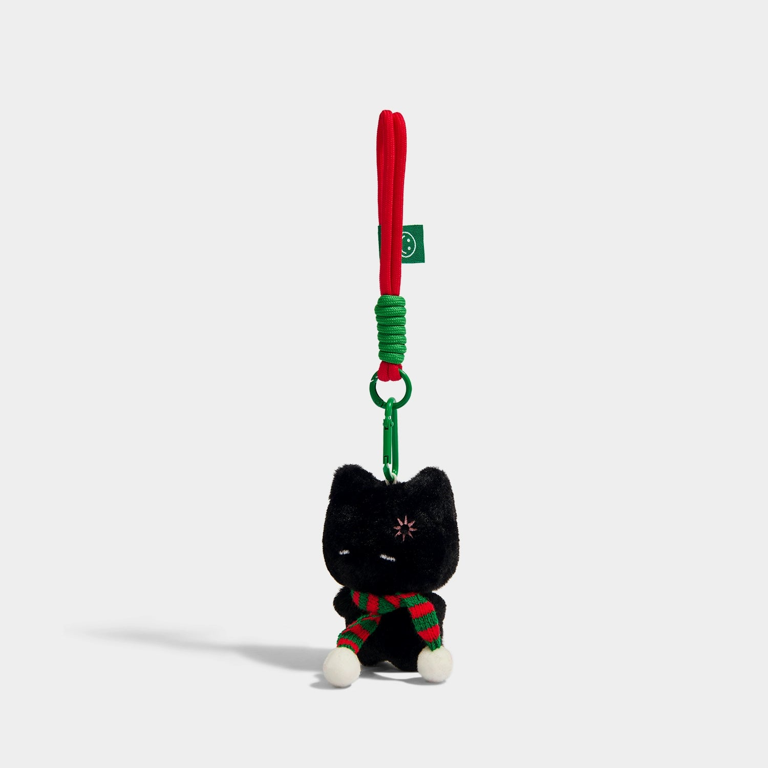 Adorable Kevinminler Black Cat Plush Keychain with Red Green Scarf Christmas Gift