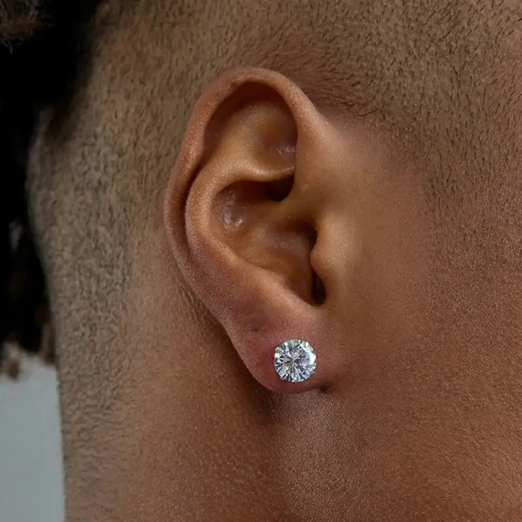 Diamond stud earrings with a sleek, modern design