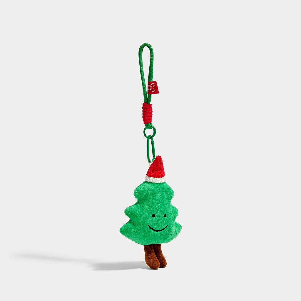 Adorable Smiling Plush Christmas Tree Keychain Bag Charm, Ideal Festive Gift