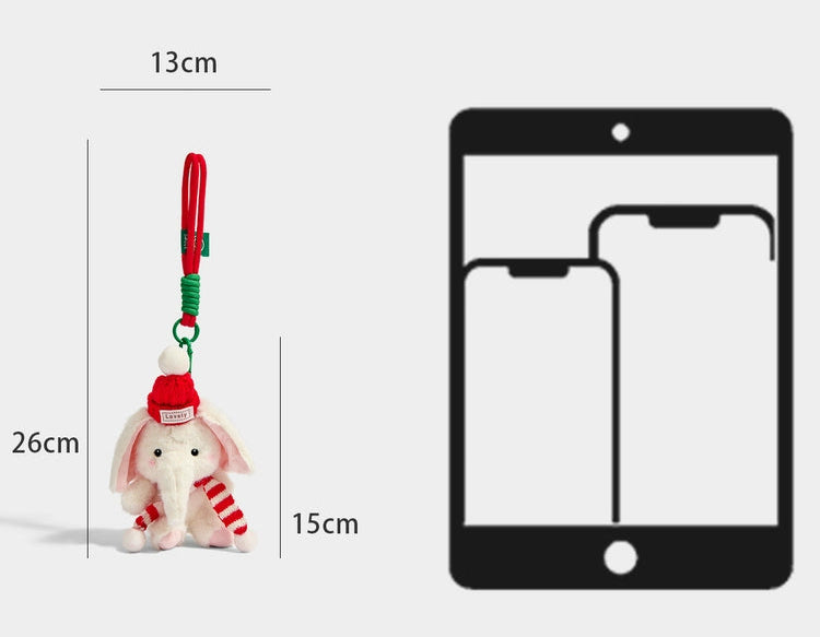Cute Plush Elephant Keychain Pendant Doll with Scarf - Perfect Gift