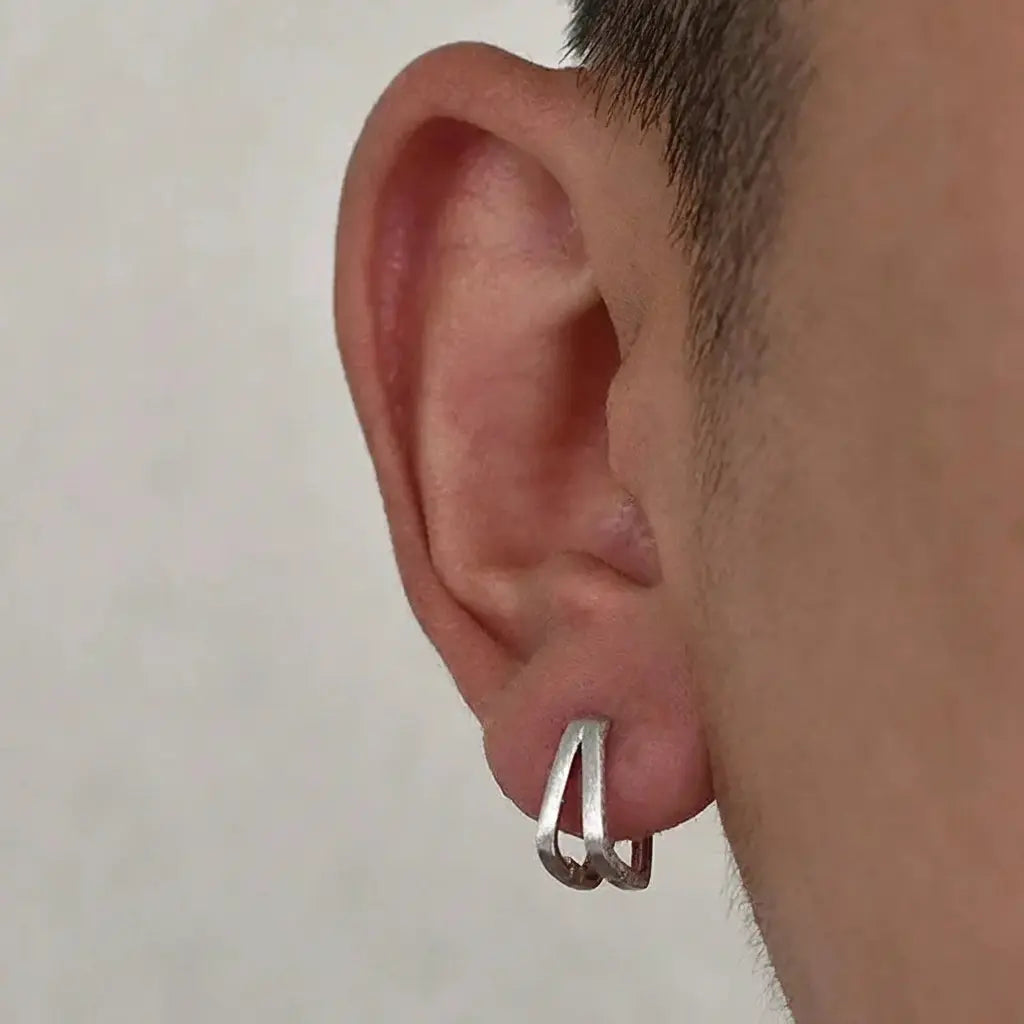 Square matte design trend fashionable earrings for men and women, silver 925 sample, light luxury style