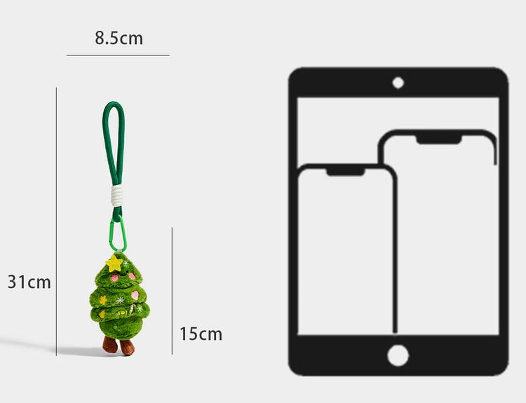Charming Embroidered Christmas Tree Plush Keychain Pendant - Perfect Festive Gift