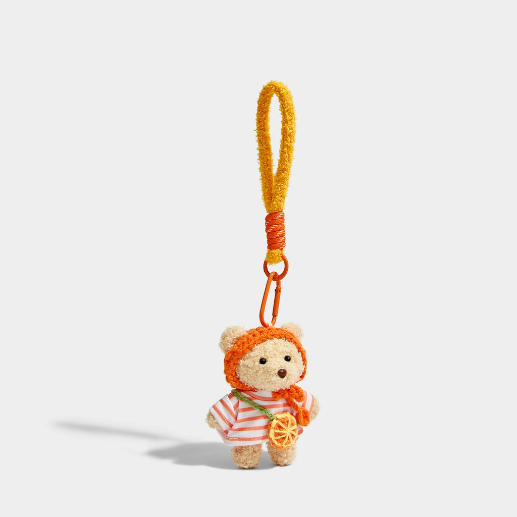 Adorable Plush Orange Bear Keychain Pendant - Charming Bag Doll Gift