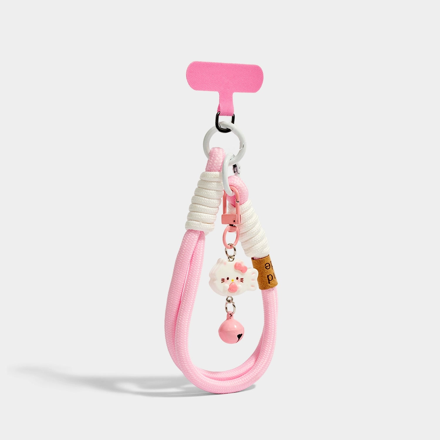 Adorable Pink Cat Phone Strap Wristband Keychain Charm - Unique Kawaii Accessory