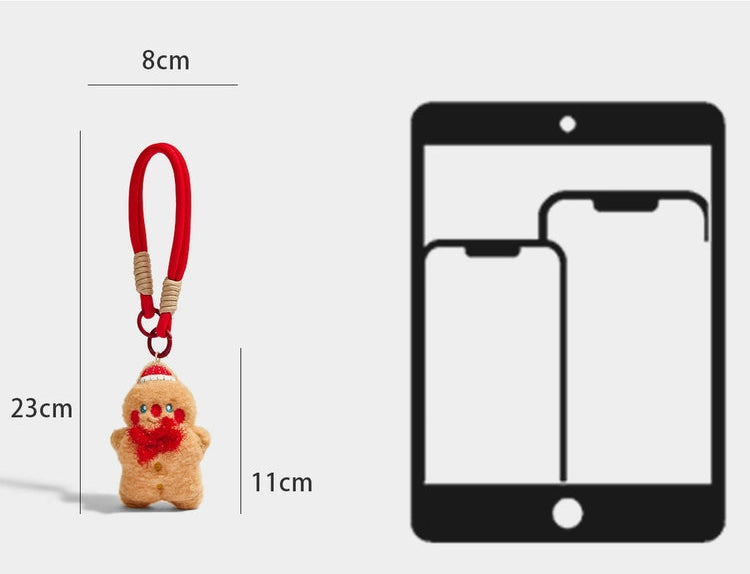 Cute Plush Gingerbread Man Christmas Keychain Bag Pendant Gift for Her