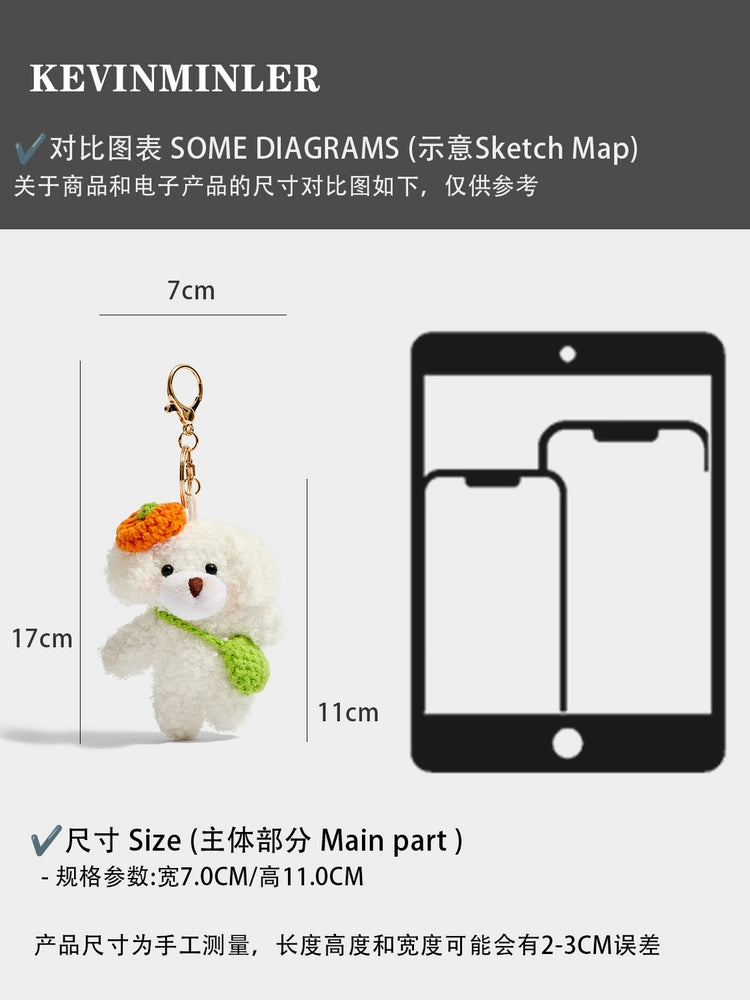 Adorable Beret Bear Plush Keychain Pendant - Cute Bag Charm Gift for All