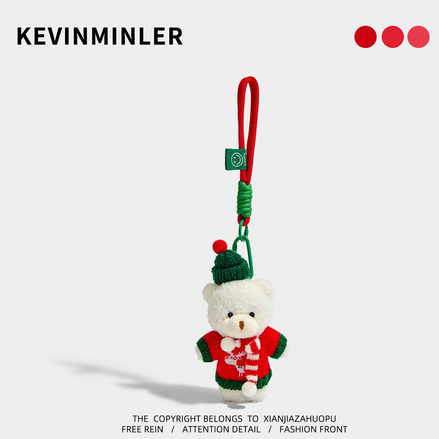 Charming Green Christmas Bear Keychain Pendant Bag Decoration Birthday Gift