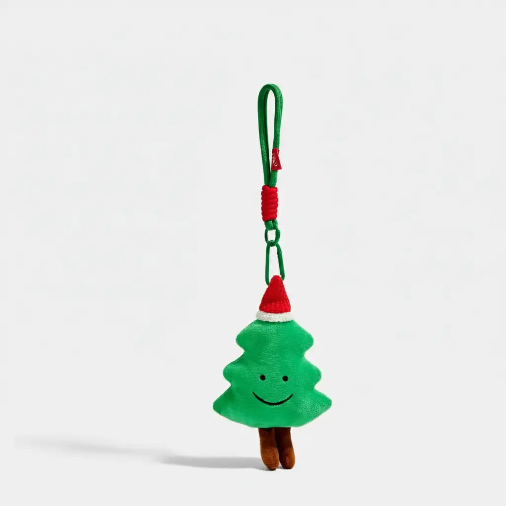 Adorable Smiling Plush Christmas Tree Keychain Bag Charm, Ideal Festive Gift