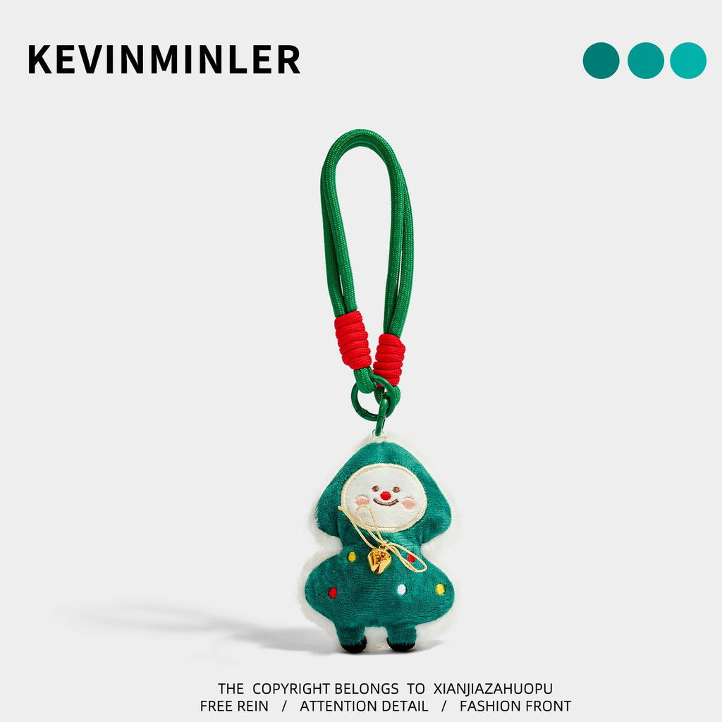 Cute Kevinminler Christmas Plush Snowman Santa Keychain Bag Charm Gift
