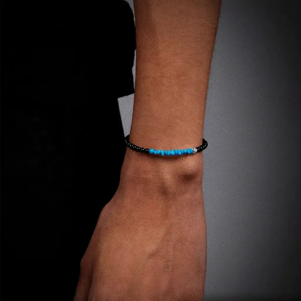 Turquoise agate beaded bracelet, ethnic jewelry for men and women for beloved, ethnic style