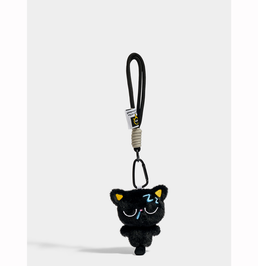 Cute Emoticon Black Cat Plush Keychain Bag Charm - Perfect Gift