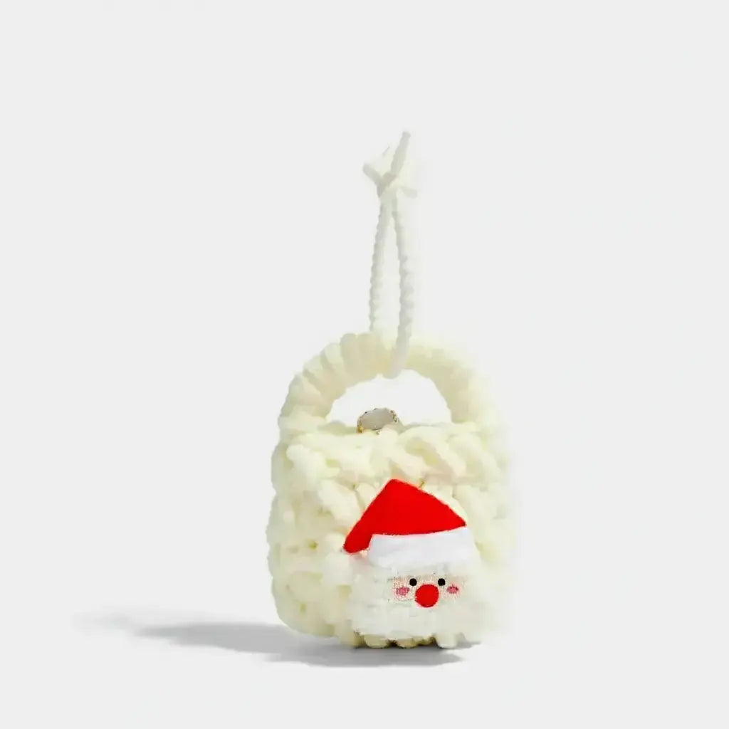 Adorable Hand-Knitted Santa Claus Mini Coin Purse and Earphone Bag Pendant