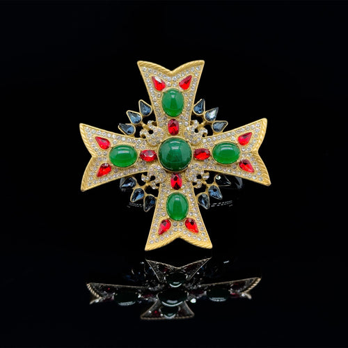 GIFTEEO Art Deco "Adriatique II" | Art Deco Geometric Symmetry Crystal Brooch - Handcrafted Luxury Jewelry