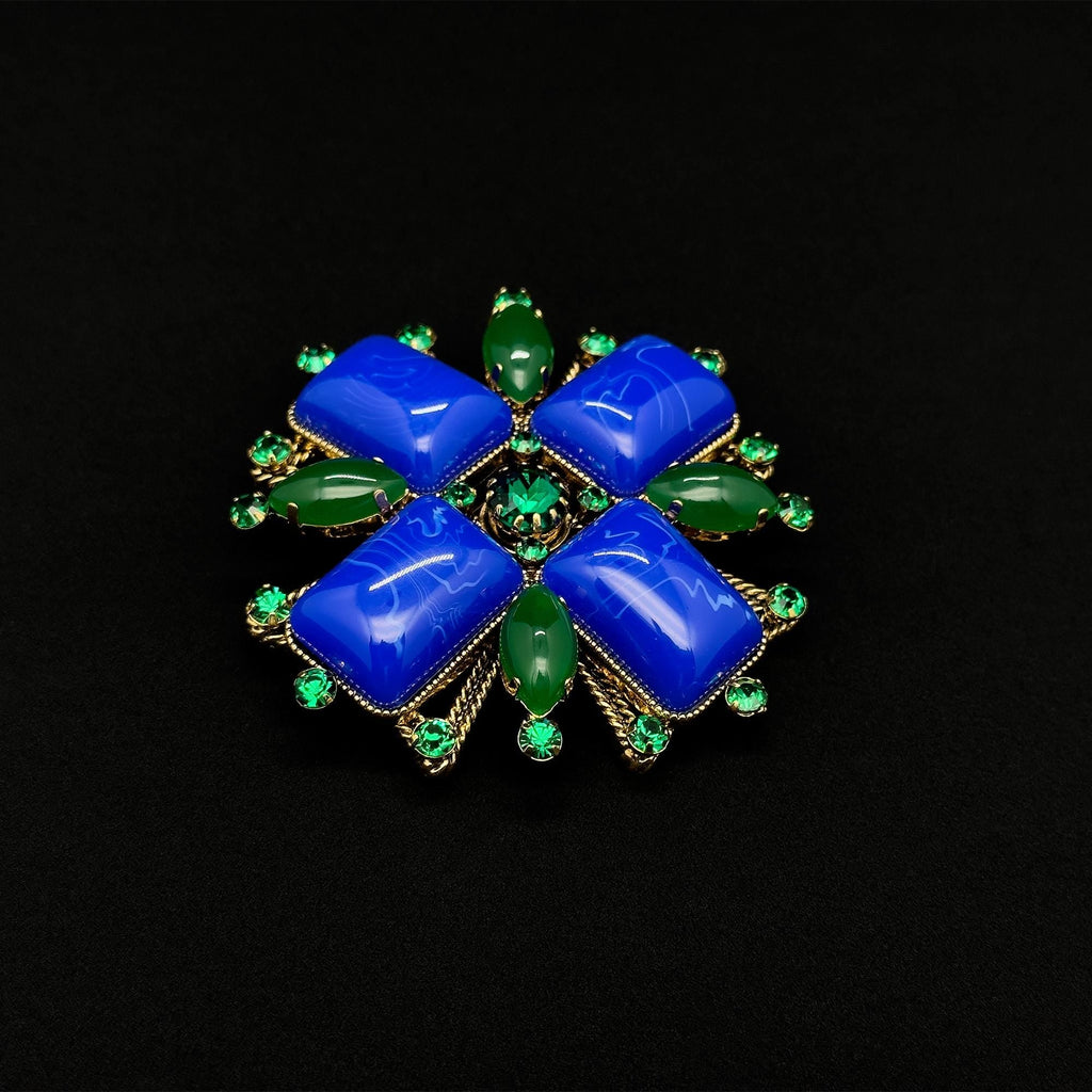GIFTEEO Art Deco "Améthyste Violette II" | Art Deco Geometric Symmetry Crystal Brooch - Handcrafted Luxury Jewelry