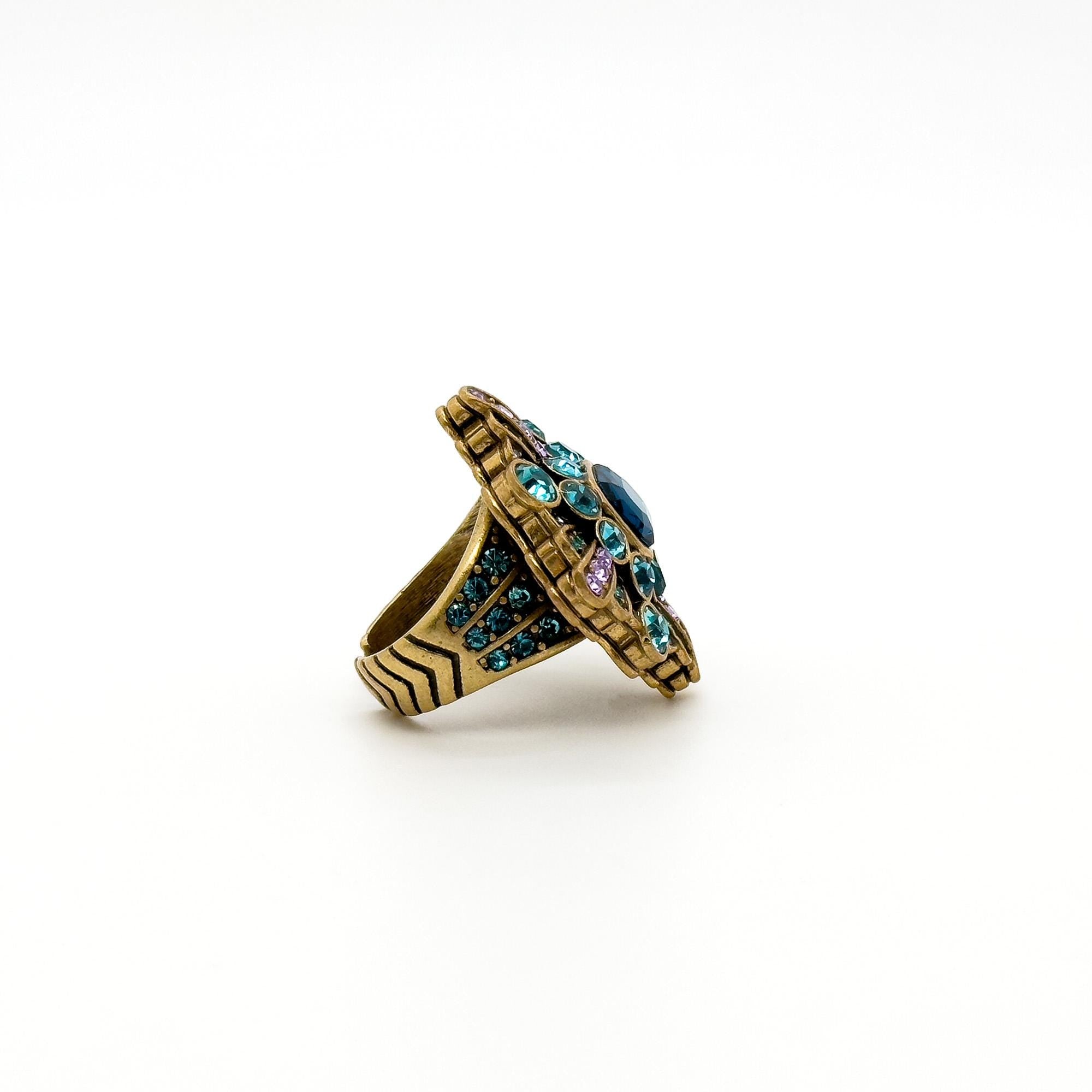 GIFTEEO Art Deco "Aphrodite II" | Art Deco Geometric Symmetry Statement Ring - Handcrafted Luxury Jewelry