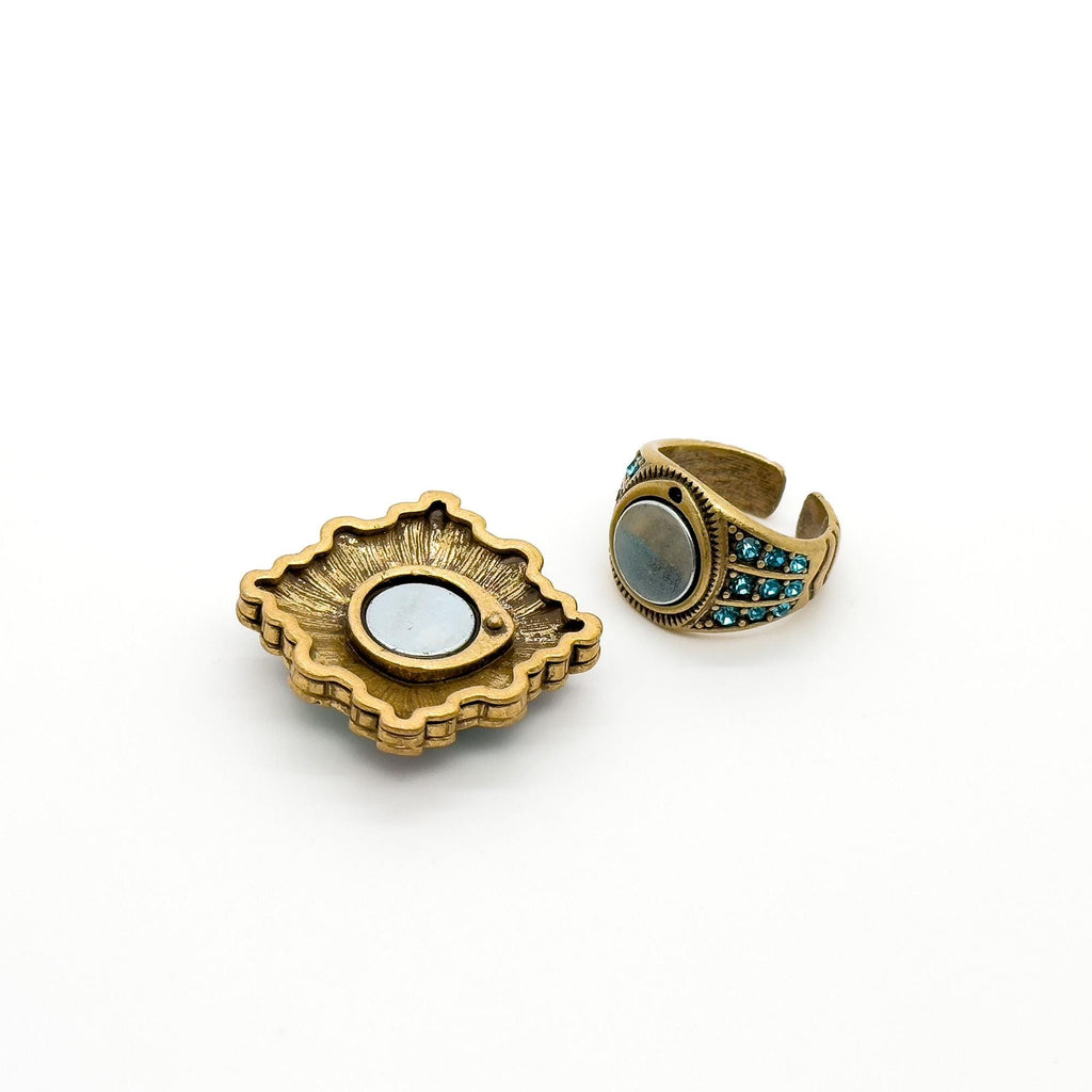 GIFTEEO Art Deco "Aphrodite II" | Art Deco Geometric Symmetry Statement Ring - Handcrafted Luxury Jewelry