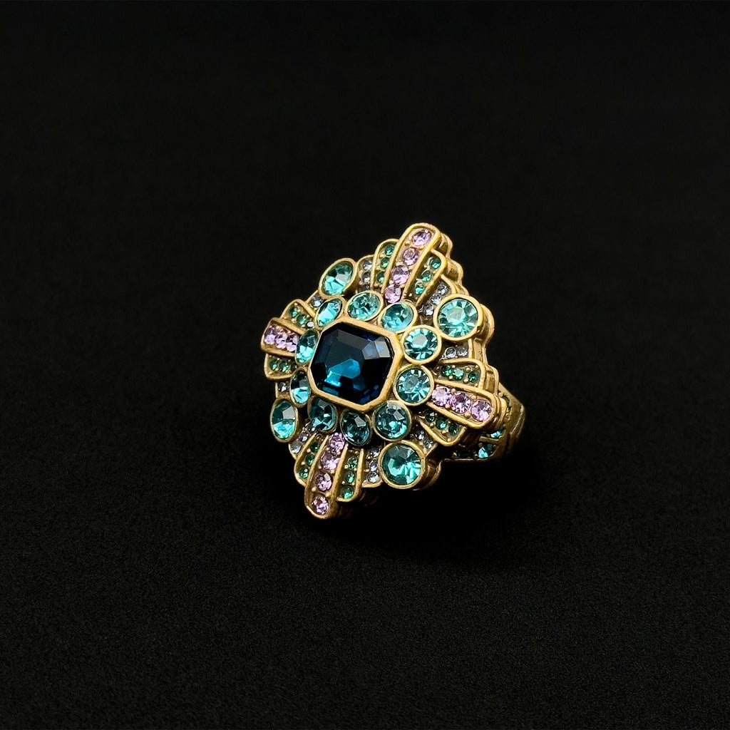 GIFTEEO Art Deco "Aphrodite II" | Art Deco Geometric Symmetry Statement Ring - Handcrafted Luxury Jewelry
