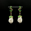GIFTEEO Art Deco "Aurore II" | Elegant Handmade Baroque Pearl Drop Earrings with Silver Posts - Handcrafted Luxury Jewelry