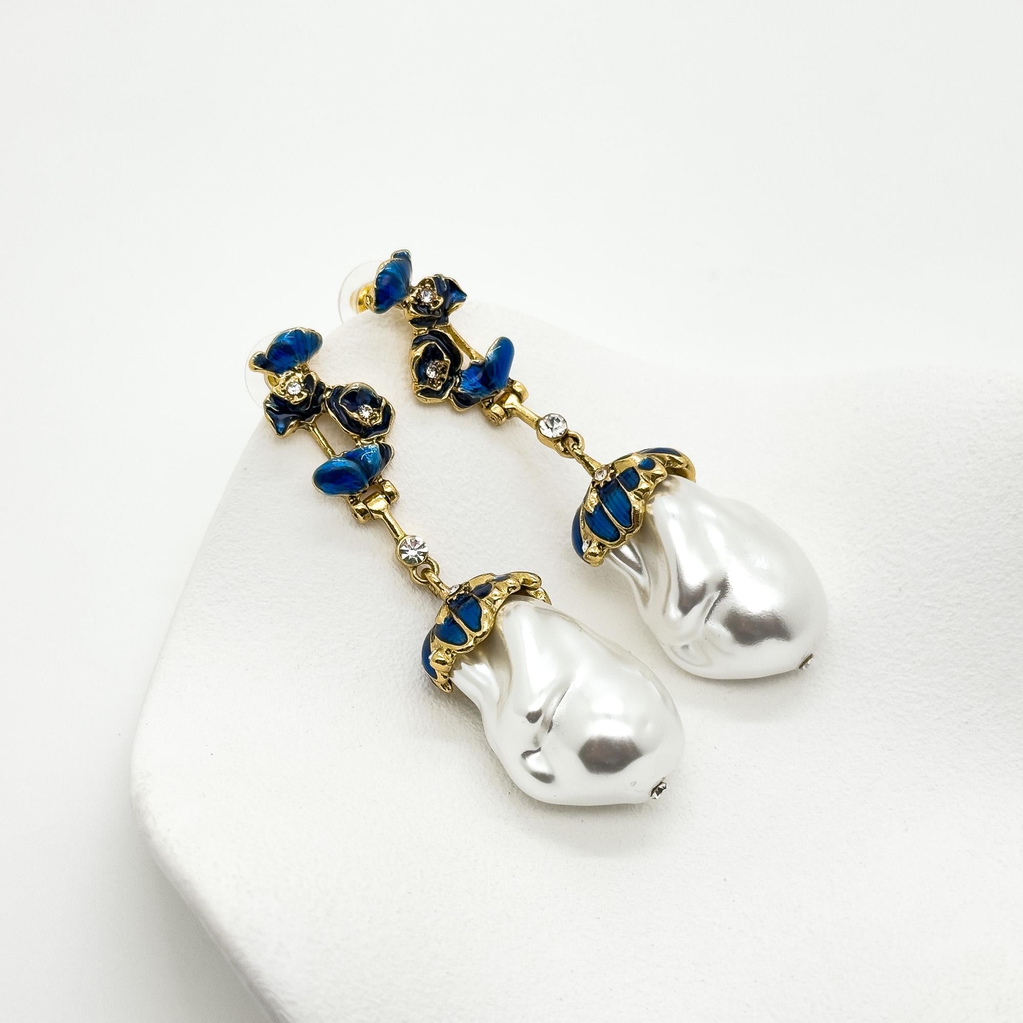 GIFTEEO Art Deco "Aurore II" | Elegant Handmade Baroque Pearl Drop Earrings with Silver Posts - Handcrafted Luxury Jewelry