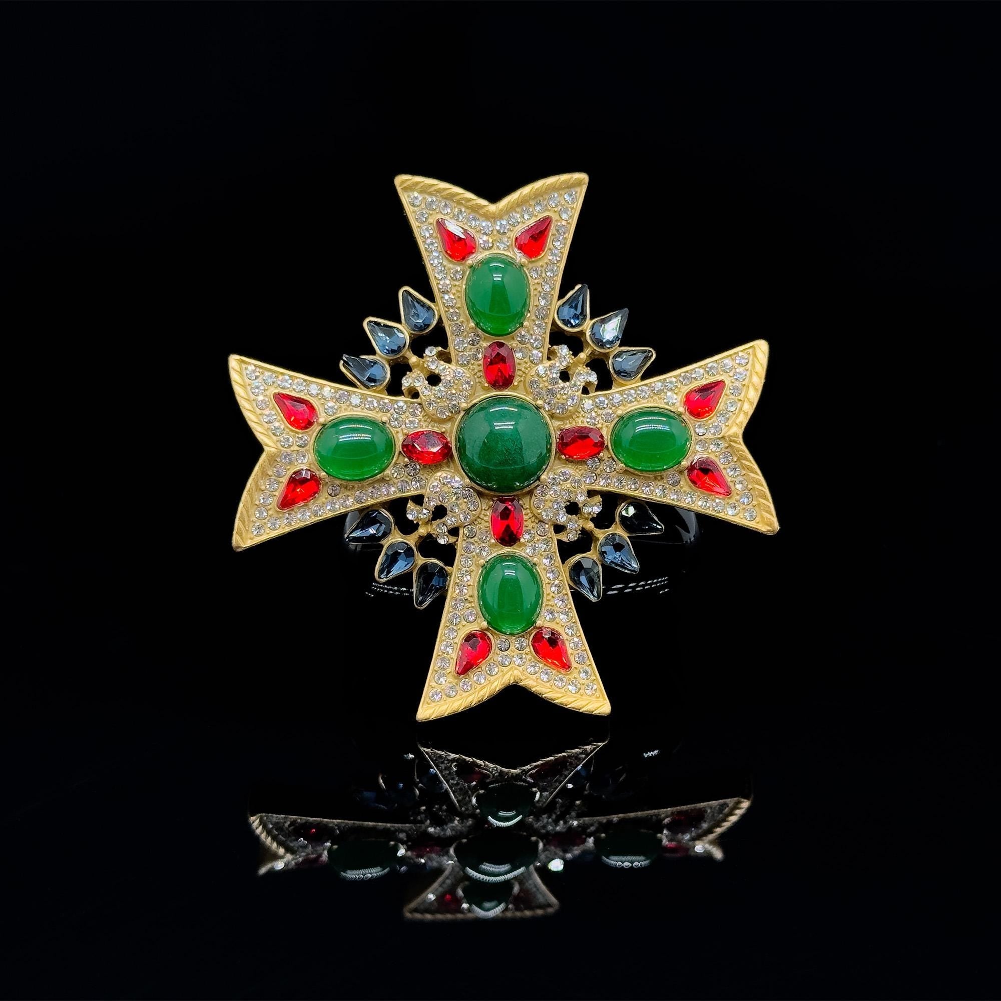 GIFTEEO Art Deco "Baron II" | Art Deco Geometric Symmetry Crystal Brooch - Handcrafted Luxury Jewelry