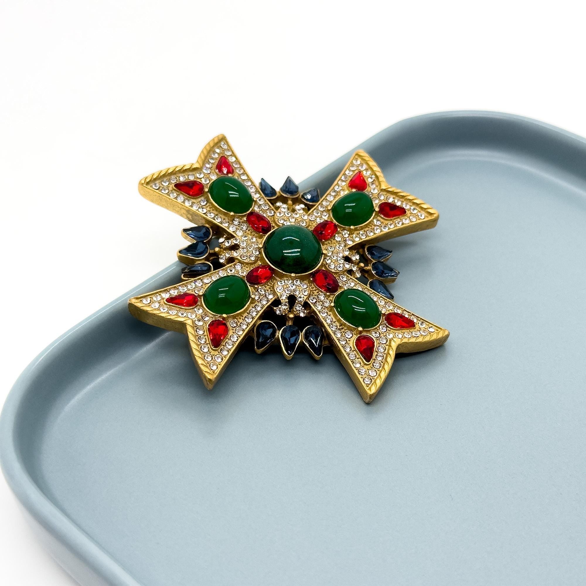 GIFTEEO Art Deco "Baron II" | Art Deco Geometric Symmetry Crystal Brooch - Handcrafted Luxury Jewelry