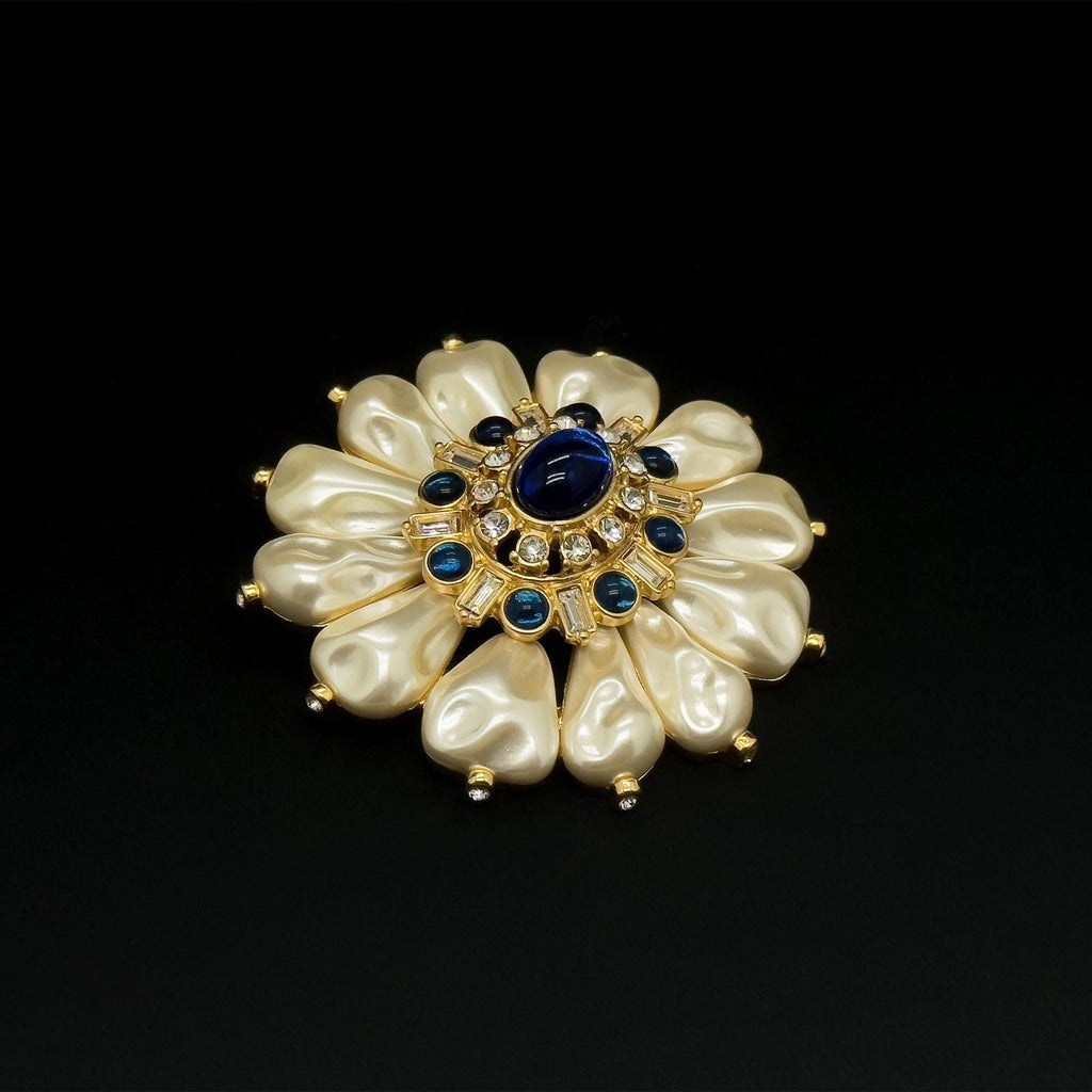 GIFTEEO Art Deco "Baronne II" | Art Deco Geometric Symmetry Pearl Brooch - Handcrafted Luxury Jewelry