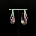 GIFTEEO Art Deco "Caspienne Mer II" | Colourful Full Crystal Oval Earrings for Weddings - Handcrafted Luxury Jewelry