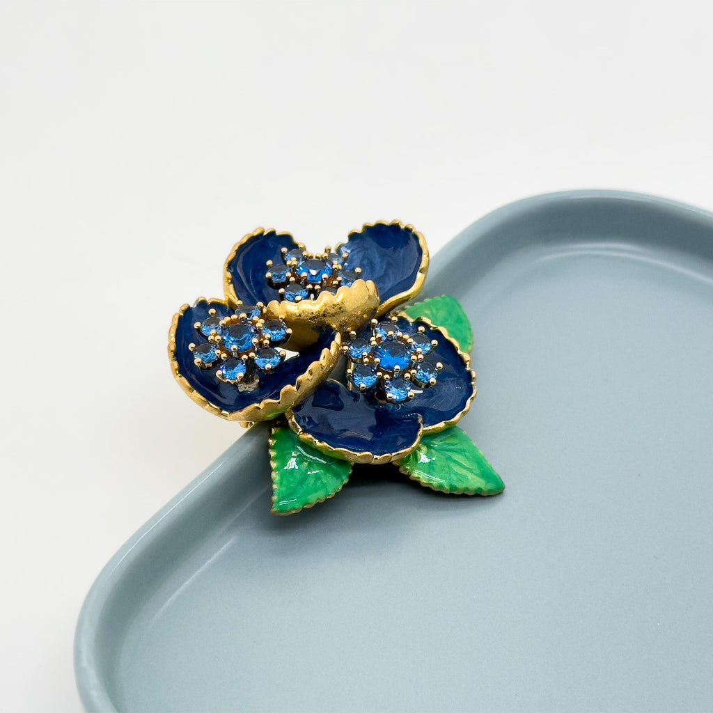 Vintage Art Deco 3D Leaf and Flower Brooch Pin