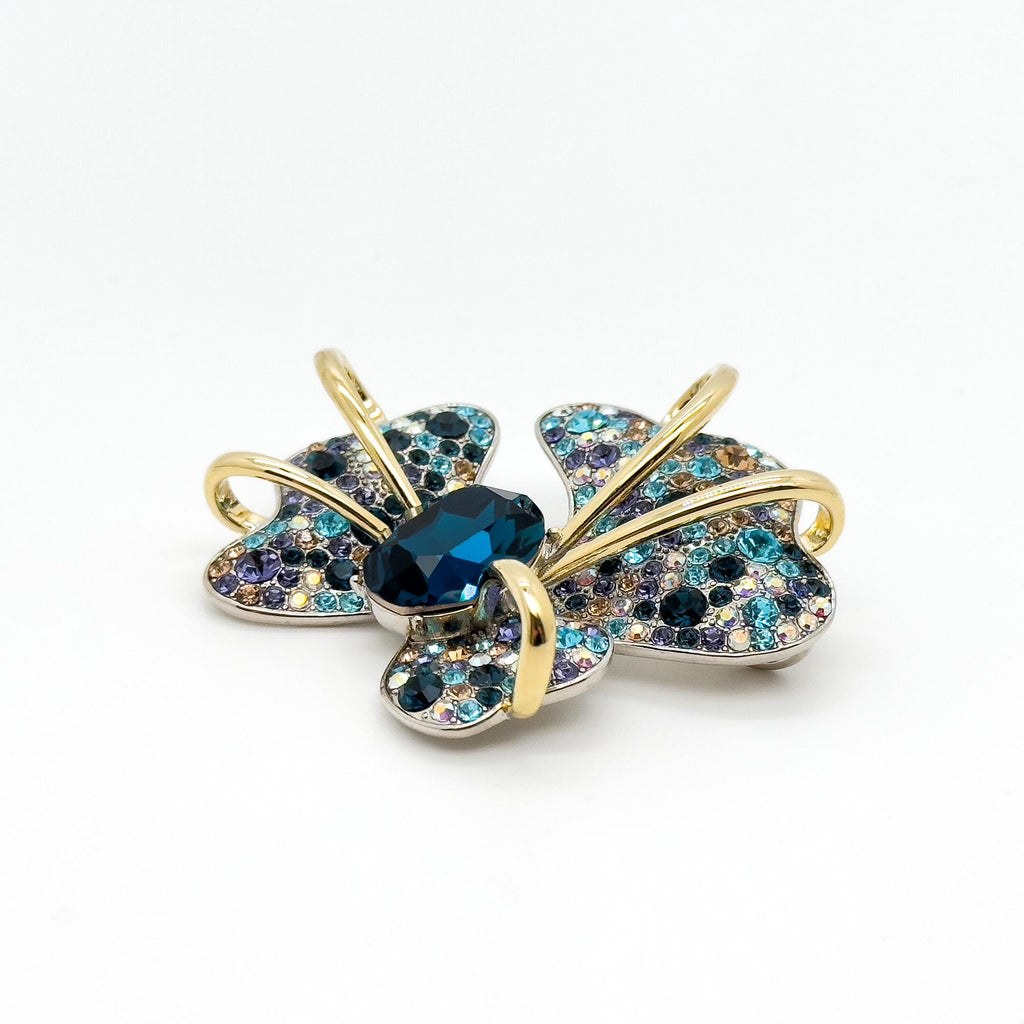 Vintage Art Deco Iris Brooch Copper Zircon Glass Court