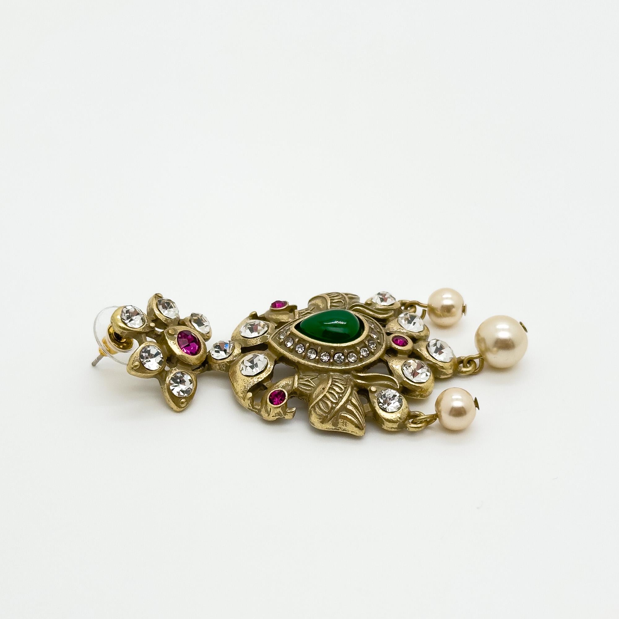 Vintage Art Deco Drop Earrings Sterling Silver Zircon Pearl