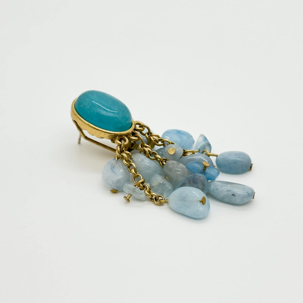 Art Deco Stone and Copper Drop Earrings Ethnic Boho Statement