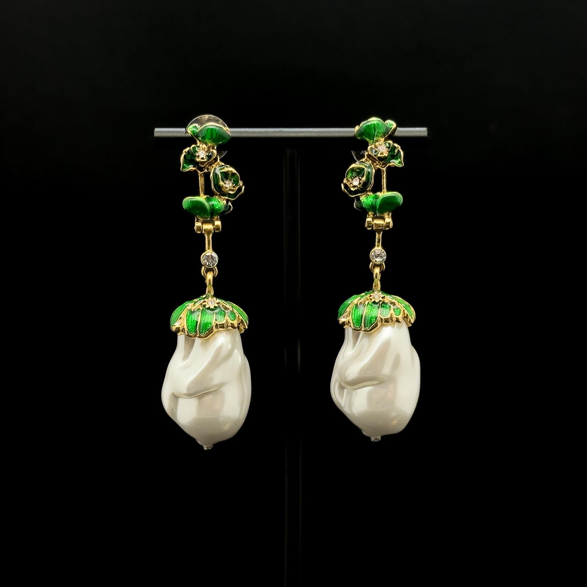 "Opulence II Dangle & Drop Earring | Baroque/Renaissance Irregular Pearls Opulent Pearl Earring