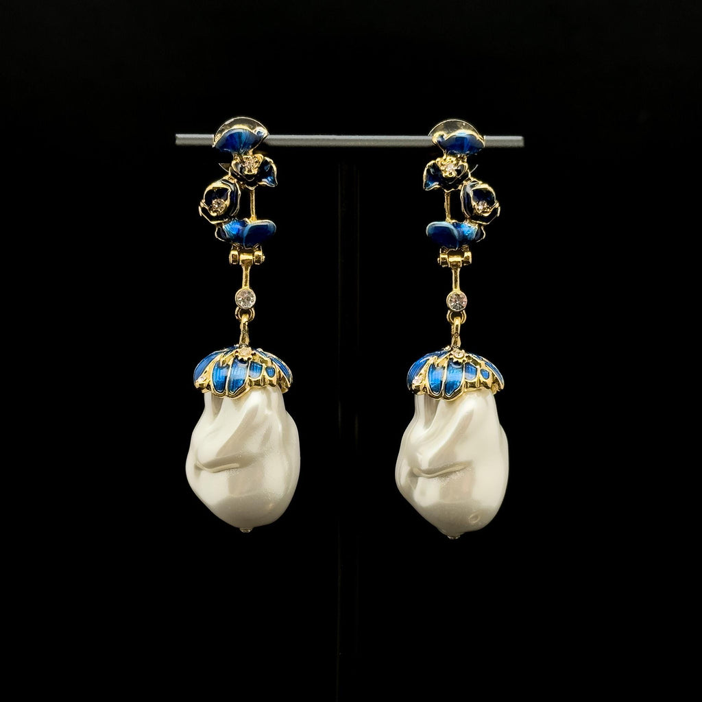 "Opulence II Dangle & Drop Earring | Baroque/Renaissance Irregular Pearls Opulent Pearl Earring