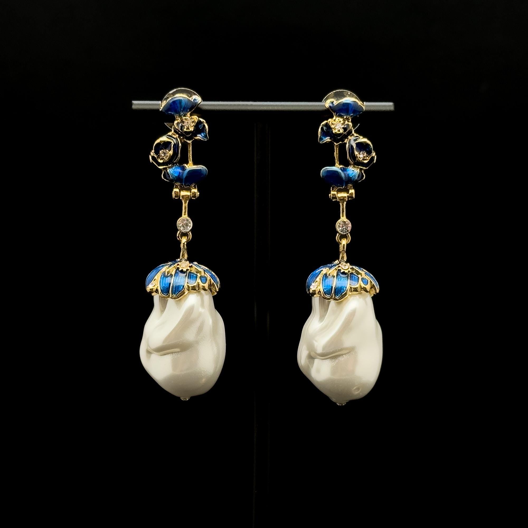"Opulence II Dangle & Drop Earring | Baroque/Renaissance Irregular Pearls Opulent Pearl Earring