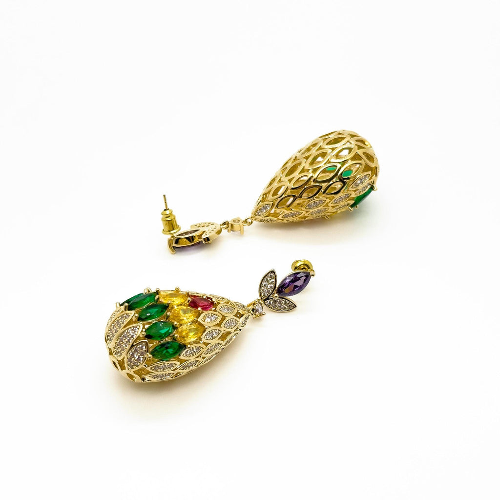 Le Jardin Exotique — Art Deco Multicolored Gemstone Dangle & Drop EarringThe Ultimate Finisher: Vintage-Inspired Geometric Symmetry Statement Earring