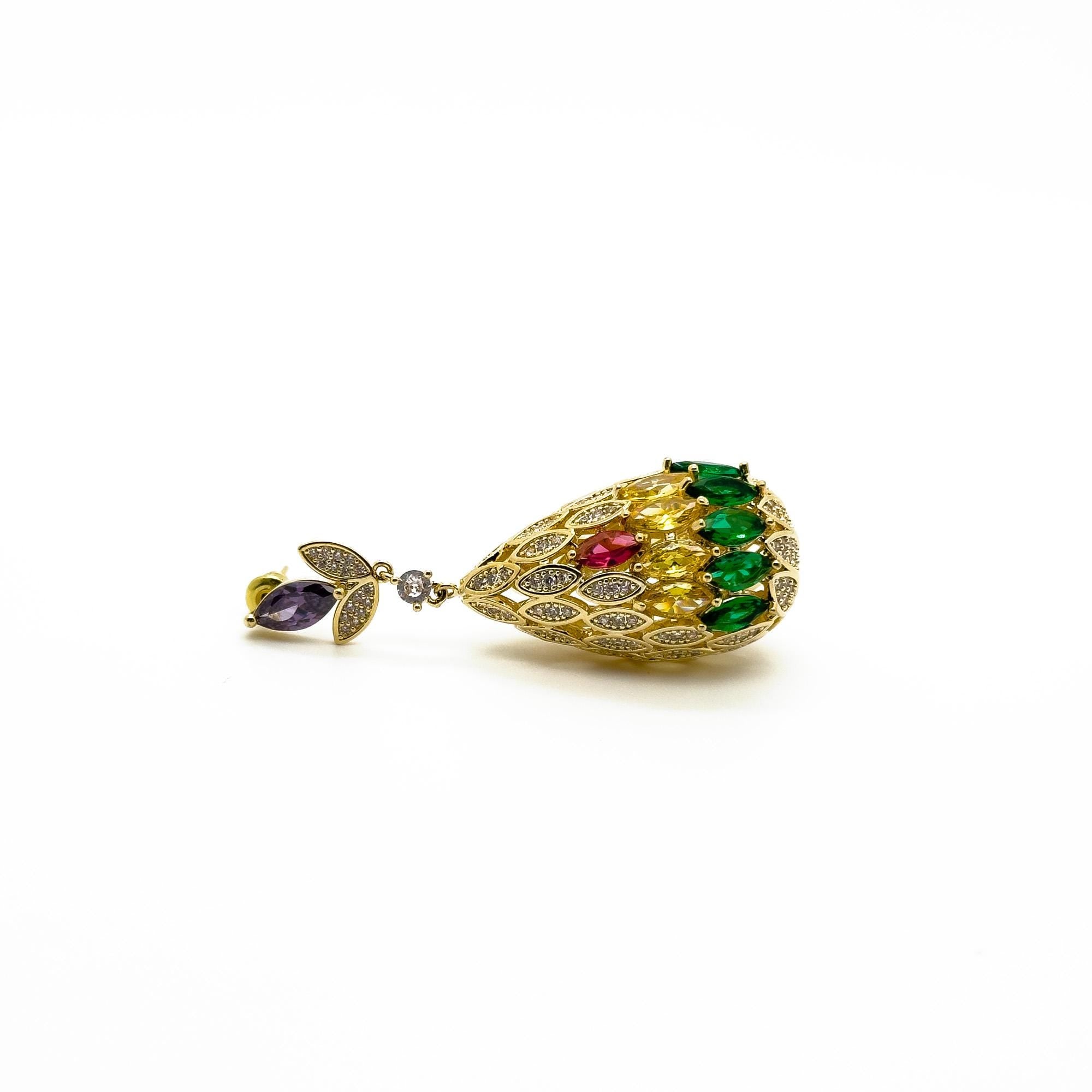 Le Jardin Exotique — Art Deco Multicolored Gemstone Dangle & Drop EarringThe Ultimate Finisher: Vintage-Inspired Geometric Symmetry Statement Earring