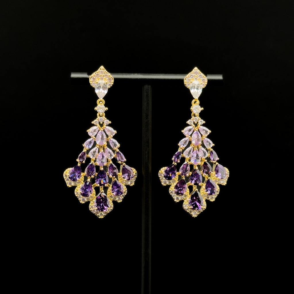 "Silver Veil Dangle & Drop Earring | Art Deco Geometric Symmetry Statement Earring