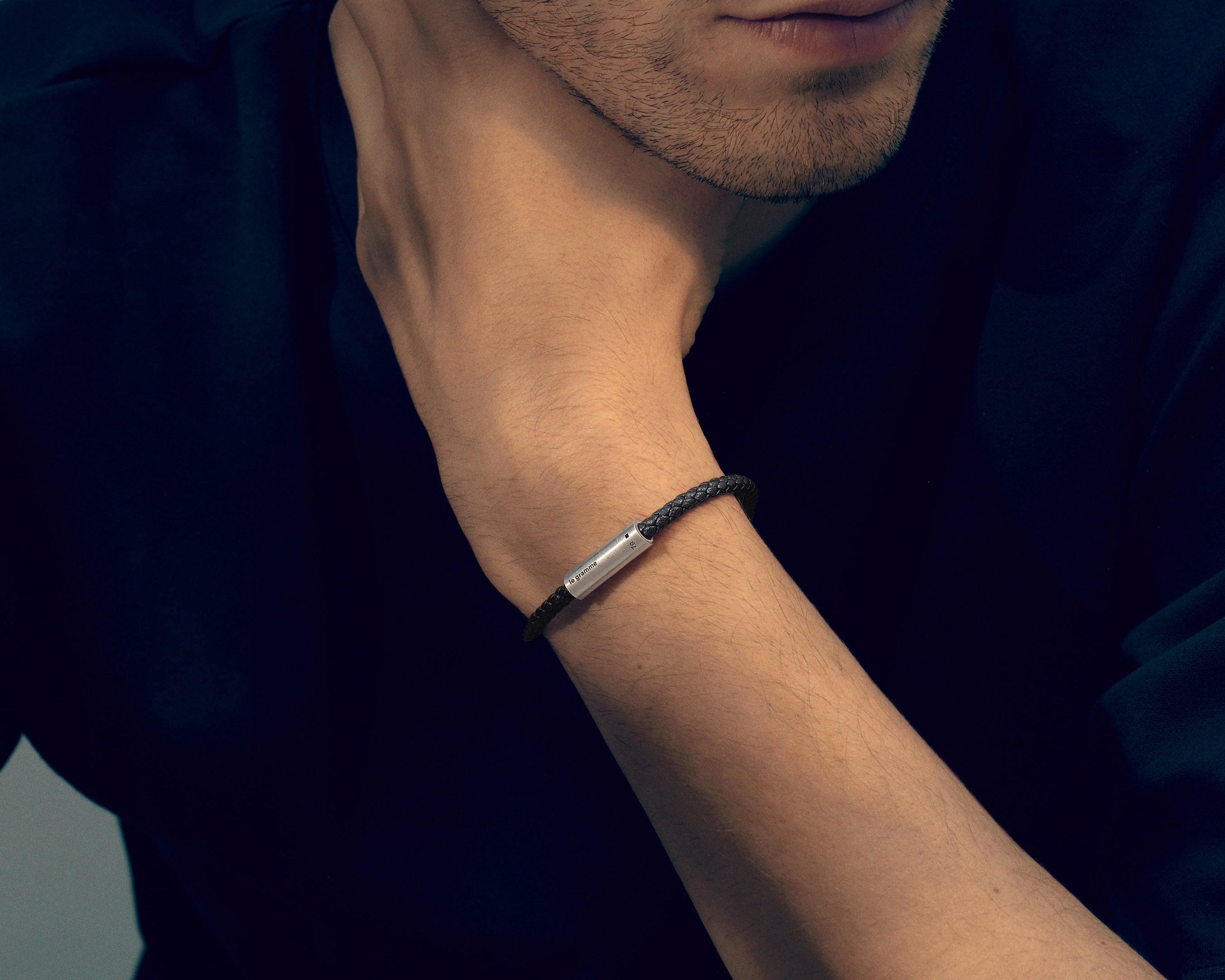 beige leather cable bracelet le 7g